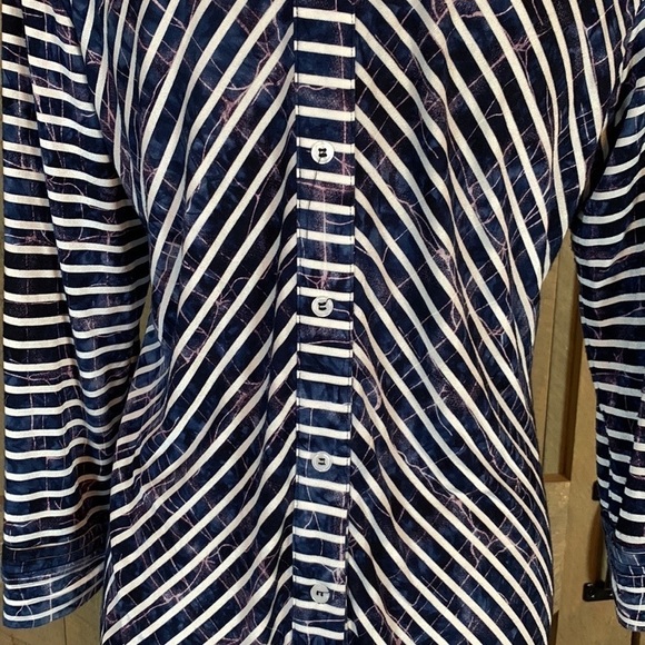 Soft Surroundings blue stripe tunic top with 3/4 sleeves Size Medium - Picture 8 of 13